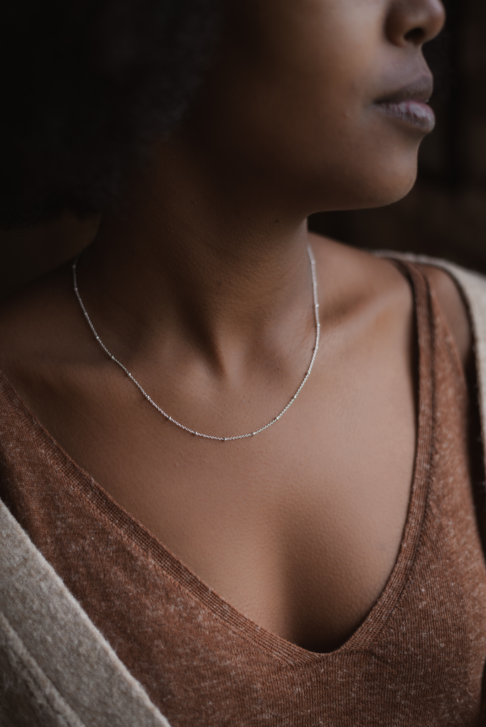 Collier chaîne perlée | AG 925 - Plaqué or 18k -  Or 18k
