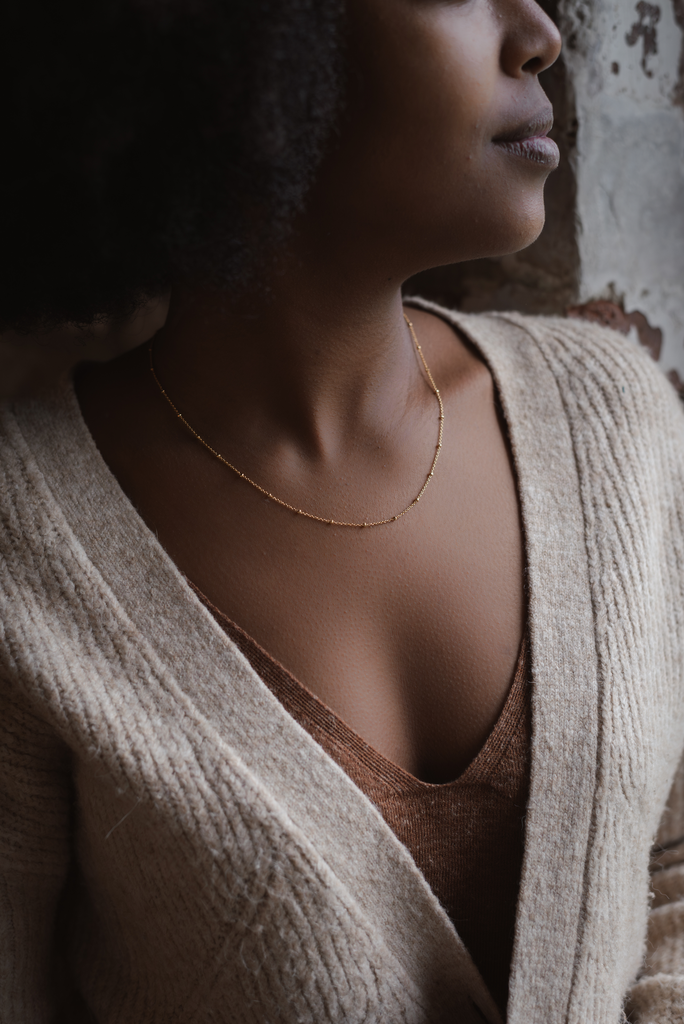 Collier chaîne perlée | AG 925 - Plaqué or 18k -  Or 18k