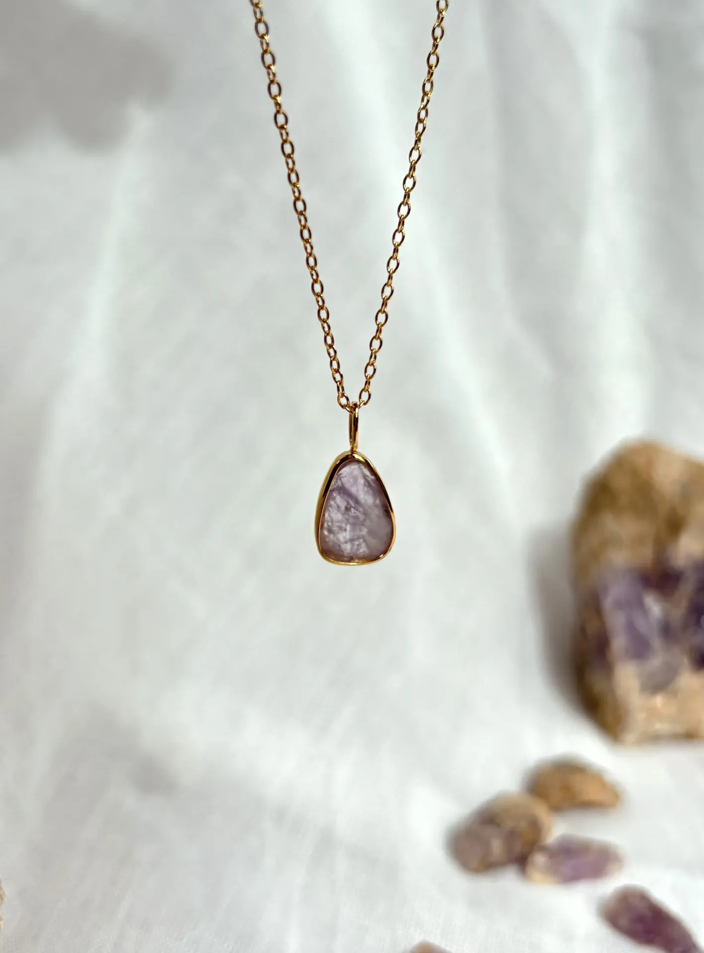 Pendentif Améthyste d'Auvergne | AG925 - Plaqué or 18k